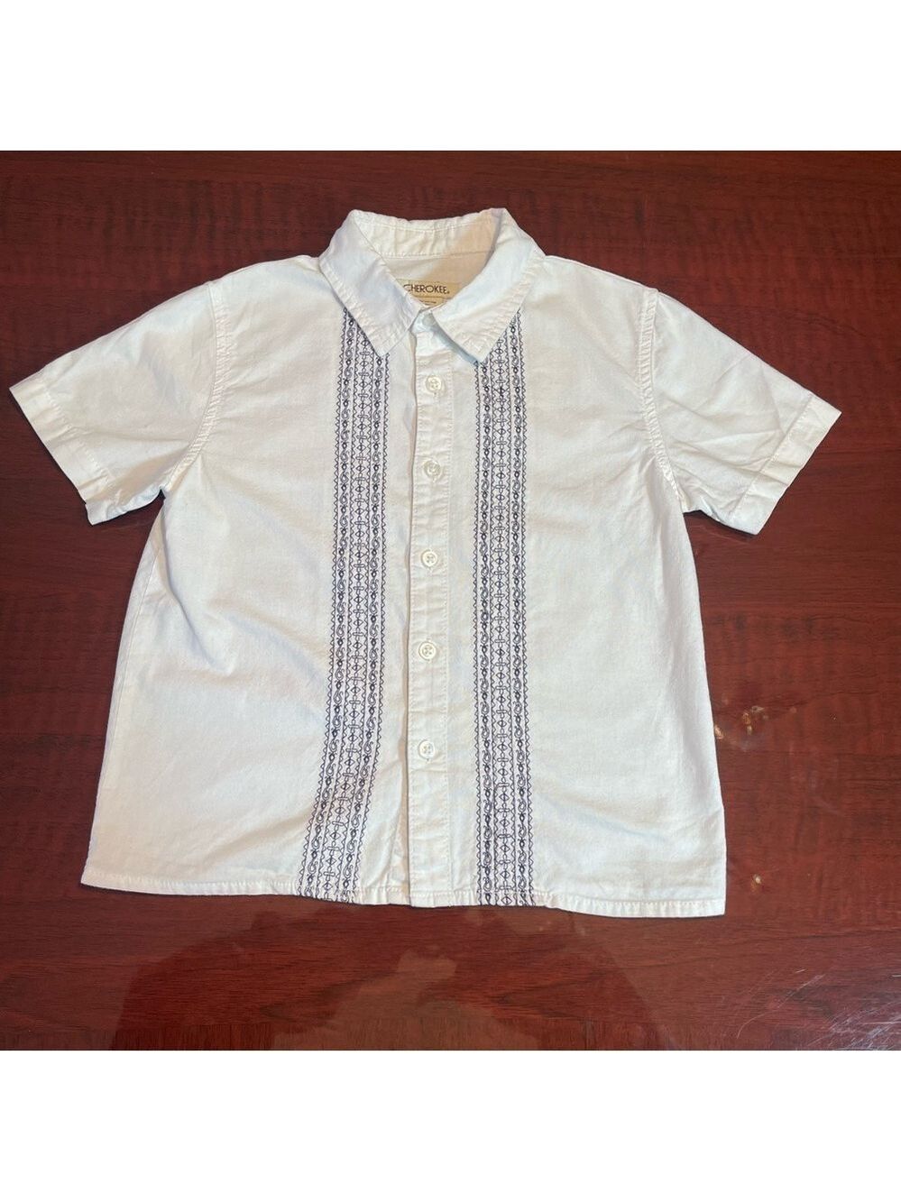 Boys Cherokee White Button-Up Shirt Embroidered Detail Size 5T - Picture 2 of 10